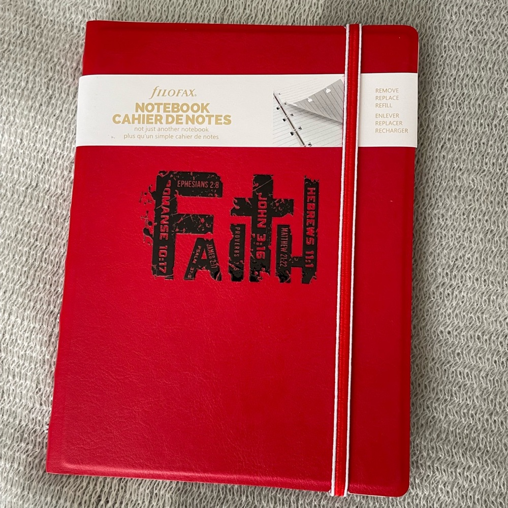 Filofax Red Notebook with Faith Design